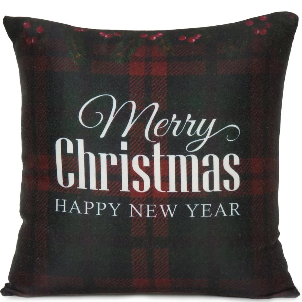 Oussum Merry Christmas Digital Print Cushion Pillow Cover For Christmas Decor